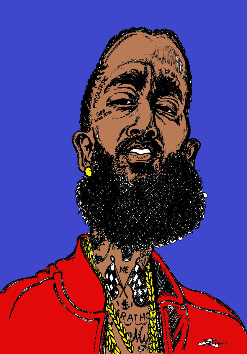 Nipsey Hussle Art Canvas Nipsey With a Crown Art Canvas 