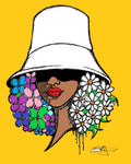 AFRO FLOWERS AND HAT NEW ROLLED CANVAS PRINTS