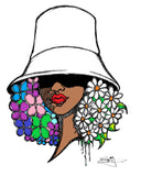 AFRO FLOWERS AND HAT NEW ROLLED CANVAS PRINTS