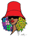 AFRO FLOWERS AND HAT NEW ROLLED CANVAS PRINTS