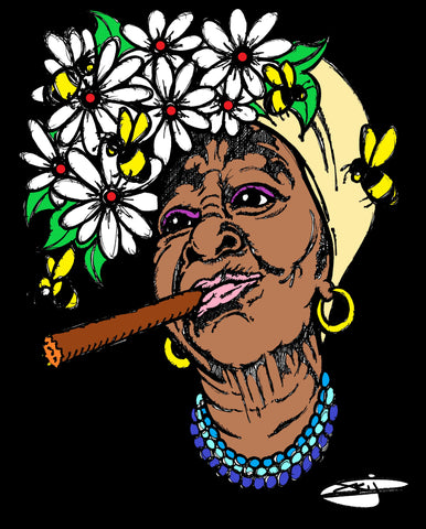 CUBAN LADY SMOKE N BEES POSTER OR ROLLED CANVAS PRINT