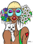 CAT & PIG TAILS POSTER OR ROLLED CANVAS PRINTS