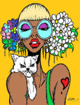 CAT & PIG TAILS POSTER OR ROLLED CANVAS PRINTS