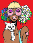CAT & PIG TAILS POSTER OR ROLLED CANVAS PRINTS