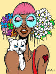 CAT & PIG TAILS POSTER OR ROLLED CANVAS PRINTS