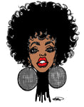 DISCO BALL AFRO CHICK POSTER OR ROLLED CANVAS PRINTS
