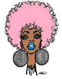 DISCO BALL AFRO CHICK POSTER OR ROLLED CANVAS PRINTS