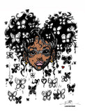 AFRO PUFFS & BUTTERFLIES 2 POSTER PRINT