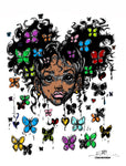 AFRO PUFFS & BUTTERFLIES 2 POSTER PRINT