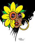 SUN FLOWER AFRO NEW ROLLED CANVAS PRINTS