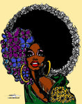 FLOWERS AND BUTTERFLY AFRO POSTER PRINT