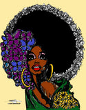 FLOWERS AND BUTTERFLY AFRO POSTER PRINT