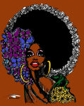 FLOWERS AND BUTTERFLY AFRO POSTER PRINT