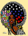 FLOWERS STARS AND BUTTERFLY AFRO POSTER PRINT
