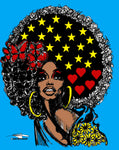 FLOWERS STARS AND BUTTERFLY AFRO POSTER PRINT