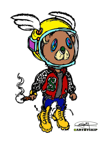 FLIGHT SCHOOL BEAR POSTER PRINT
